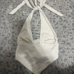 Edikted Cream Halter Crop Top